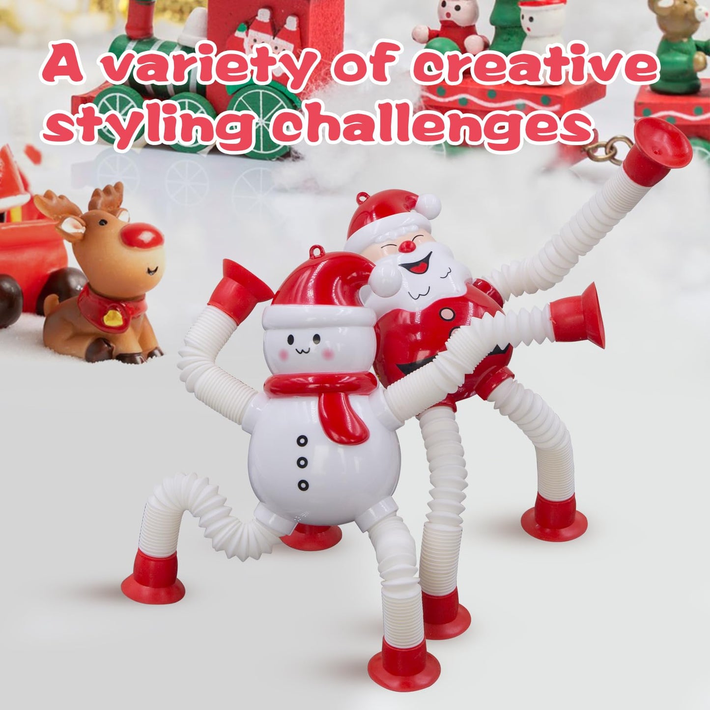 Pop Tubes Robot Fidget Toys , 8Pack Skeleton Fidget Pop Toys Telescopic Suction Cup Toy for Stress and Anxiety Relief, Easter Basket Stuffers Gifts for Kids(8 Pack Mixed)
