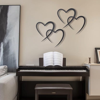 OYEFLY Infinity Heart Metal Wall Decor,Infinity Heart Wall Decor for Room Living,Wedding Decor (Black, style3 11.4 x 10.7in)