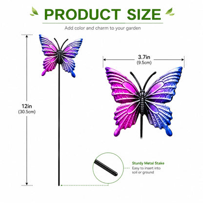 Plsvevax Outdoor Garden Decor Metal Butterfly Stakes 4pack ，Spring Summer Metal Courtyard Art for Lawn Terrace Paths