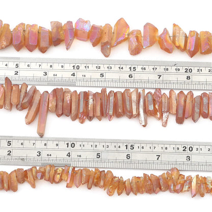 BEADIA Beige Titanium Coated Crystal Quartz Spike Point Stick Beads Rough 1.0"-1.5" for Jewelry Making 15 Inch/Strand