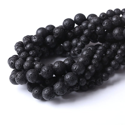 36PCS 10MM Natural Lava Stone Beads Energy Healing Beads for DIY Jewelry Bracelet Necklace Making for Jewelry Making15Inch