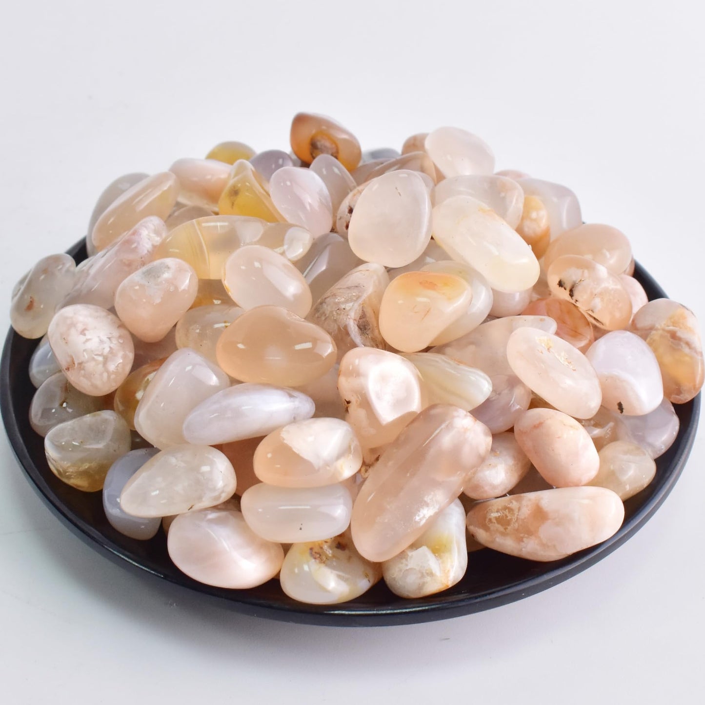 SigMntun Polished Sakura Agate Crystals - 72 Pcs, 0.5" 10 oz Handpicked Natural Tumbled Gemstones Rocks, Pebbles for Reiki, Chakra, Healing Home Decor