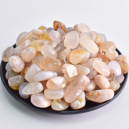 SigMntun Polished Sakura Agate Crystals - 72 Pcs, 0.5" 10 oz Handpicked Natural Tumbled Gemstones Rocks, Pebbles for Reiki, Chakra, Healing Home Decor