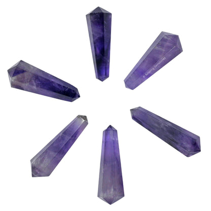 Amazing Gemstone Amethyst Crystal Points Bulk Healing Crystals and Stones - Pack of 3 Double Terminated Healing Wand Point Bulk Crystals for Crafts, Crystal Grid, DIY Work - Premium Crystals