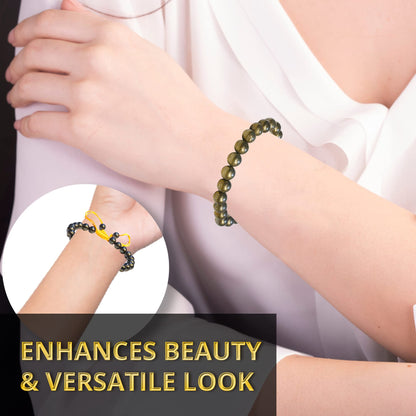 ANAYA AGATE Healing Crystal Bracelet – Chic Gemstone Bracelet for Men and Women – 8mm Round Bead Bracelets for Spiritual Healing, Protection, Positive Energy - Pyrite