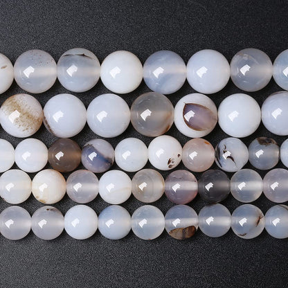 10mm 36pcs Natural Sardonyx Ocean White Agate Stone Beads for Jewelry Making DIY Bracelet Necklace Accessories 15" Energy Healing Power Stone Beads (Sardonyx White Agate, 10mm)