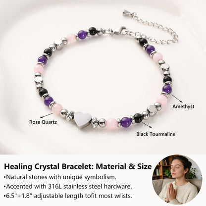 Jardme Natural Healing Crystal Bracelet for Women-Anxiety Relief