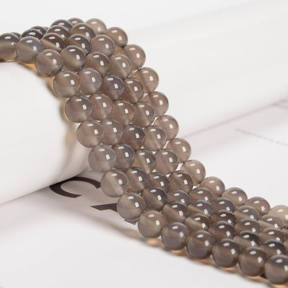 65Pcs 6mm Grey Agate Natural Round Loose Real Stone Beads Gemstone Genuine for DIY Hand Made Craft Jewelry Bracelet Earring Necklace String Making Energy Healing Power