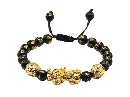 Amazing Gemstone Black Obsidian Pixiu Bracelet for Women Men's Gifts - Protection Healing Crystal Bracelet - 8mm Gemstone Beaded Adjustable Bracelet Pulseras Para Hombres Mujer Stocking Stuffers