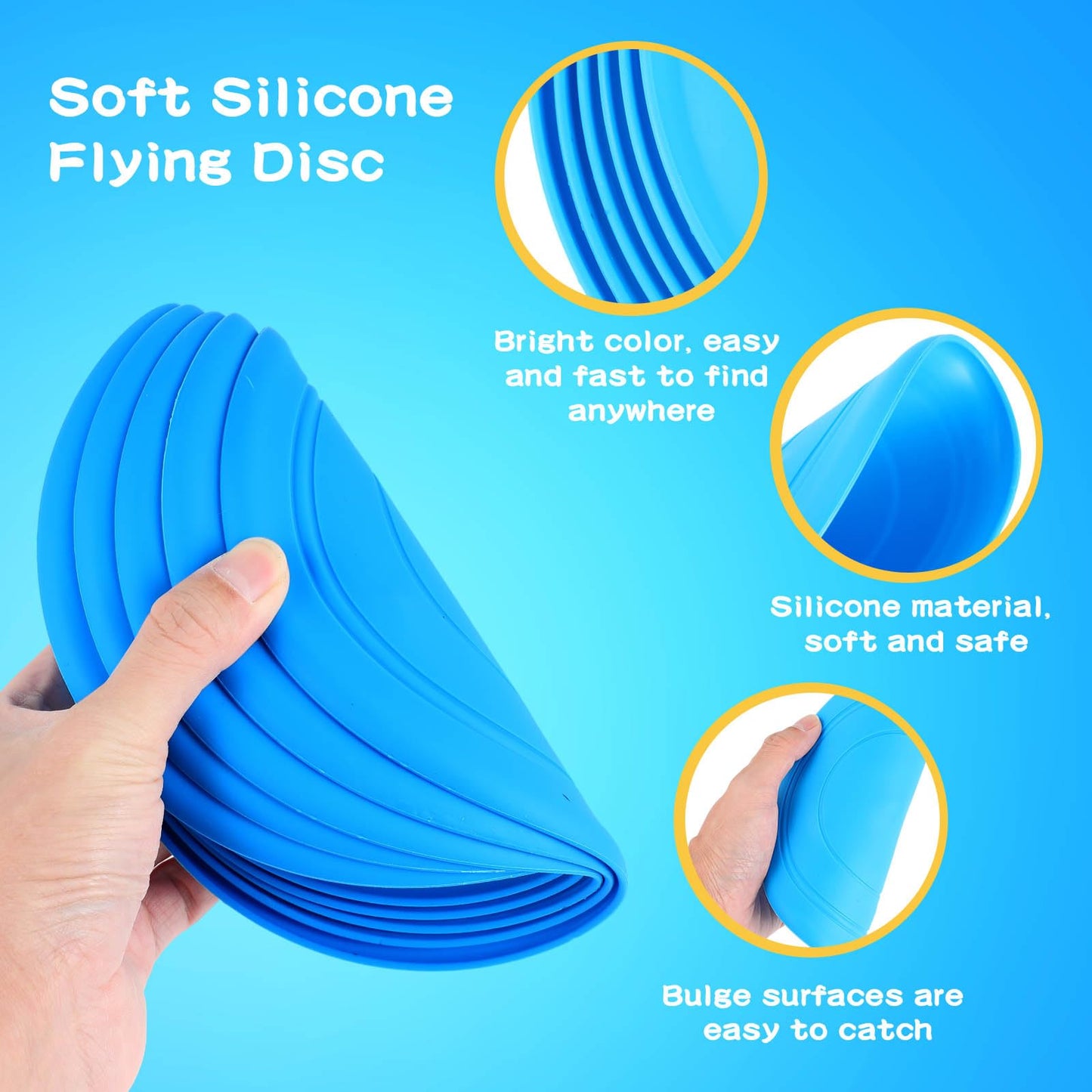 Lenwen 24 Pcs Flying Disc 6.89 Inch Soft Silicone Flying Disks Play Flick Disc for Outdoor Backyard Beach Lawn Sports Park Camping Playing Adults Pet(Blue)