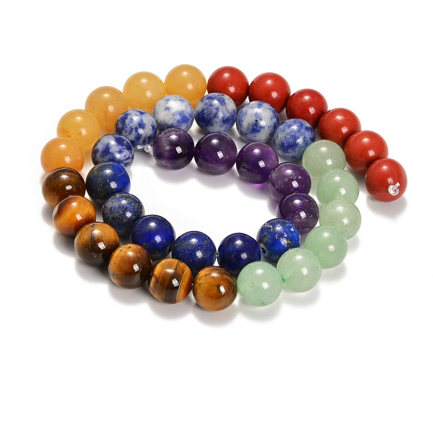 AD Beads Healing Reiki 7 Chakras Yoga Natural Gemstone Round Loose Beads 10mm 16''