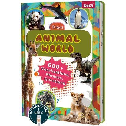 English Interactive Sound Book for Toddler3-5,Talking Activity Book,Educational Learning Toys for Boys Girls, Birthday Gifts for Kid Age 3 4 5 6 Year Old,Sensory Autism Toys,171 Animal,600+Sounds