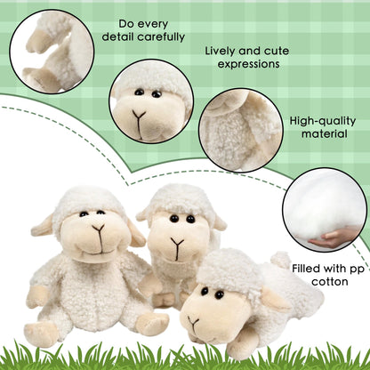 Tiny Heart Sheep Stuffed Animal, Lamb Stuffed Animal, Sheep Plush Toy, Cute Soft Stuffed Lamb Kids Boys and Girls Birthday Baby Home Decor Cuddly White Lamb Toys (Prone Position)