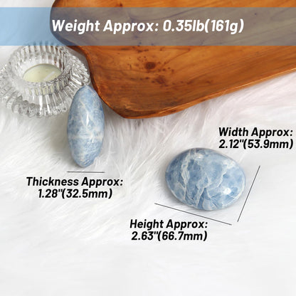Celestite Palm Stone-2 Pc Celestite Pocket Energy Stones, Smooth Healing Crystal Worry Stone