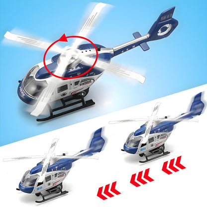 NOVAFUSION Kids Helicopter Toy Diecast Military Helicopters Model Kit,Pull Back Toy Helicopter with Lights and Sound,Toy Airplane with Rotatable Propeller,Helicopters Toys for Boys Age 4-7（Blue）
