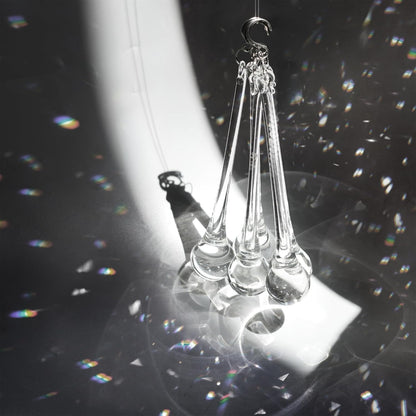 kanpura 6 Inch Teardrop Ornaments Glass Drop Ornaments Clear Crystal Chandelier Pendant Hanging for Centerpieces Christmas Tree Winter Party Decor(10 Pcs)