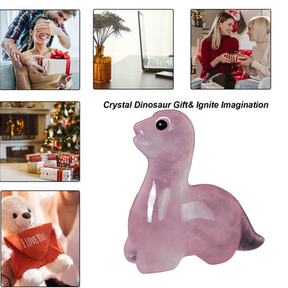 Hguxmcu Hand Carved Rose Quartz Dinosaur Figurine 2 Inch Healing Crystal Statue Realistic Gemstone Animal Sculpture Reiki Energy Decor Lucky Gift for Meditation Collectors