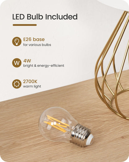 GOEBLESON Gold Table Lamp, Small Gold Bedside Lamp with Metal Base & White Linen Lampshade, Modern Nightstand Lamp, Little Cute Desk Lamp for Bedroom, Living Room, 2700K LED Bulb Included, DCW06TL05