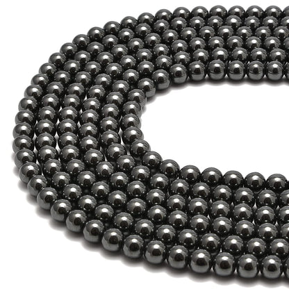 jodaying 10mm Grey Hematite Smooth Round Natural Gematone Loose Beads for Jewelry Making DIY Findings 1 Strand 15"
