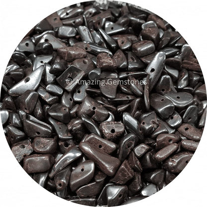 Hematite Pre Drilled Crystal Crushed Chips Beads for Bracelets Making, DIY Handmade Natural Healing Crystals (25 Inch Strand)