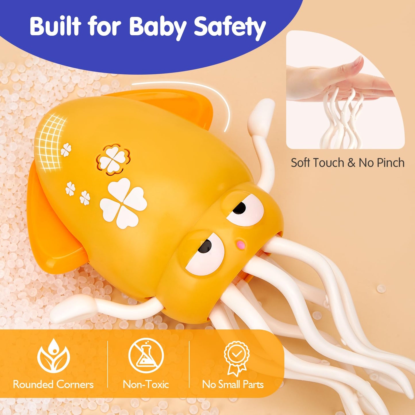 hahaland Dancing Octopus Baby Toys, Magic Musical Crawling Tummy Time Toy, Toddler Sensory Toys for 3 4 5 6 Year Old Boy Girl Birthday Gifts, Funny Squid with Led Light & Music