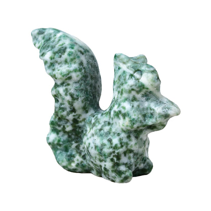 DZJXBZhu Qinghai Emerald Squirrel Crystal Healing Stone Spiritual Meditation Pocket Figurine Statue Natural Gemston Hand Carved Polished Home Room Office Desk Decoration Gift Collect