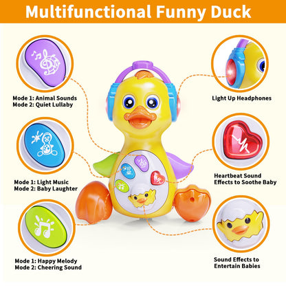 Wanonoo Dancing Duck Baby Toys 6-12 Months Developmental, Musical Crawling Infant Tummy Time 3 4 5 6 7 8 9 10 11 12 18 Month Boy Girl Moving Light Up Toddler Learning Activity Easter Birthday Gift