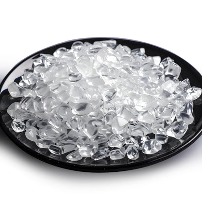 SigMntun Polished Clear Quartz Crystal Chips 200 Pcs - 0.3", Tumbled Stone Chips Crushed Sea Glass Stones Healing Reiki Crystal Making Home Decoration