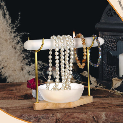 RattanView Selenite Bracelet Holder Display Stand Selenite Crystal Bowl Detachable Crystal Healing Goth Bracelet Display Stand 4" Selenites Bowls for Crystals Charging Cleansing Smudging Healing