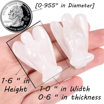 QINJIEJIE Clear Crystal Guardian Angel Decor - Carved Pocket Polished Gemstone Statue - Peace Figurine for Spiritual Healing, Meditation, Protection - Gift for Angel Lovers