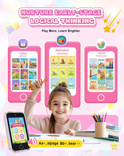 Kids Smart Phone for Girls, 3.5'' Touchscreen Kid Phones Toys for Girls 3 4 5 6 7 8 Years Old, Christmas Birthday Gift for Ages 3-8, Toddler Phone with Dual Camera, Music Player, Game, Habit Tracker
