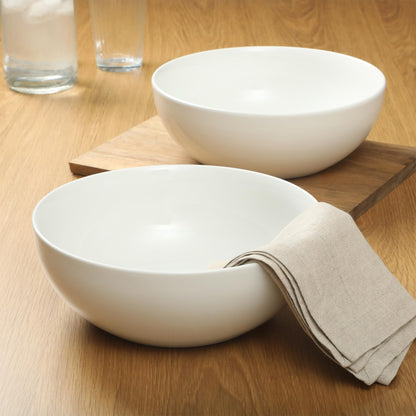 Gibson Home Extra Large Serving Bowls Set of 2-100 oz 10-Inch White Porcelain Salad Bowl Set, Stackable Ceramic Kitchen Bowls, Dishwasher & Microwave Safe