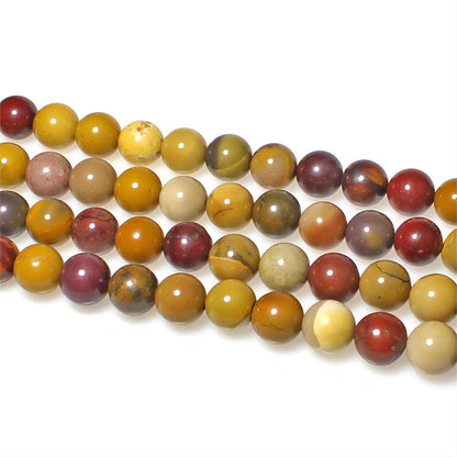 MJDCB Natural Stone Beads Moonkaite Jasper Egg Huangshi Round Loose Beads for Jewelry Making DIY Bracelet Necklace (10mm)