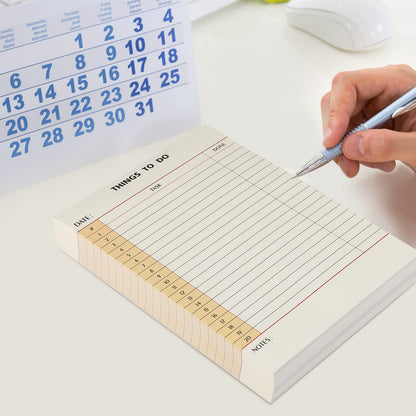 Spakon 300 Sheets Daily to Do List Notepad Notebook Library Card to Do Planner Checklist Memo Writing Pad Schedule Reminder Office Homework Planner for Task, 6" x 8(Retro,Beige)