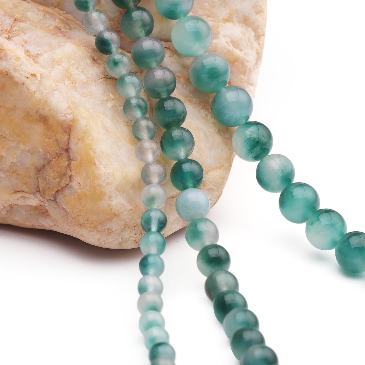 6mm Natural Stone Beads 65pcs Flower Jade Polished Round Smooth Crystal Loose Gemstone Beads for Jewelry Making DIY Bracelet Necklace Earring Crafts Supplies