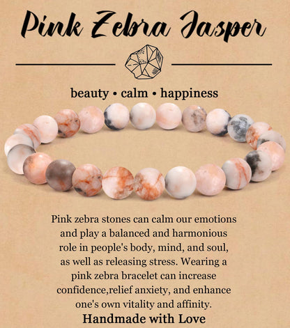 BOMAIL Natural Stone Bracelet for Women Men - 8MM Semi-Precious Gemstone Beaded Bracelet Healing Crystal Stretch Bracelet Yoga Bracelets Jewelry