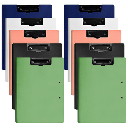 MUYICS 10 Pack Foldable Clipboards, A4 Clipboard Folder, Office Clipboard Folder with Double Clips Metal Clip, Storage Clipboards for Office, School or Medical Field(5 Colors)