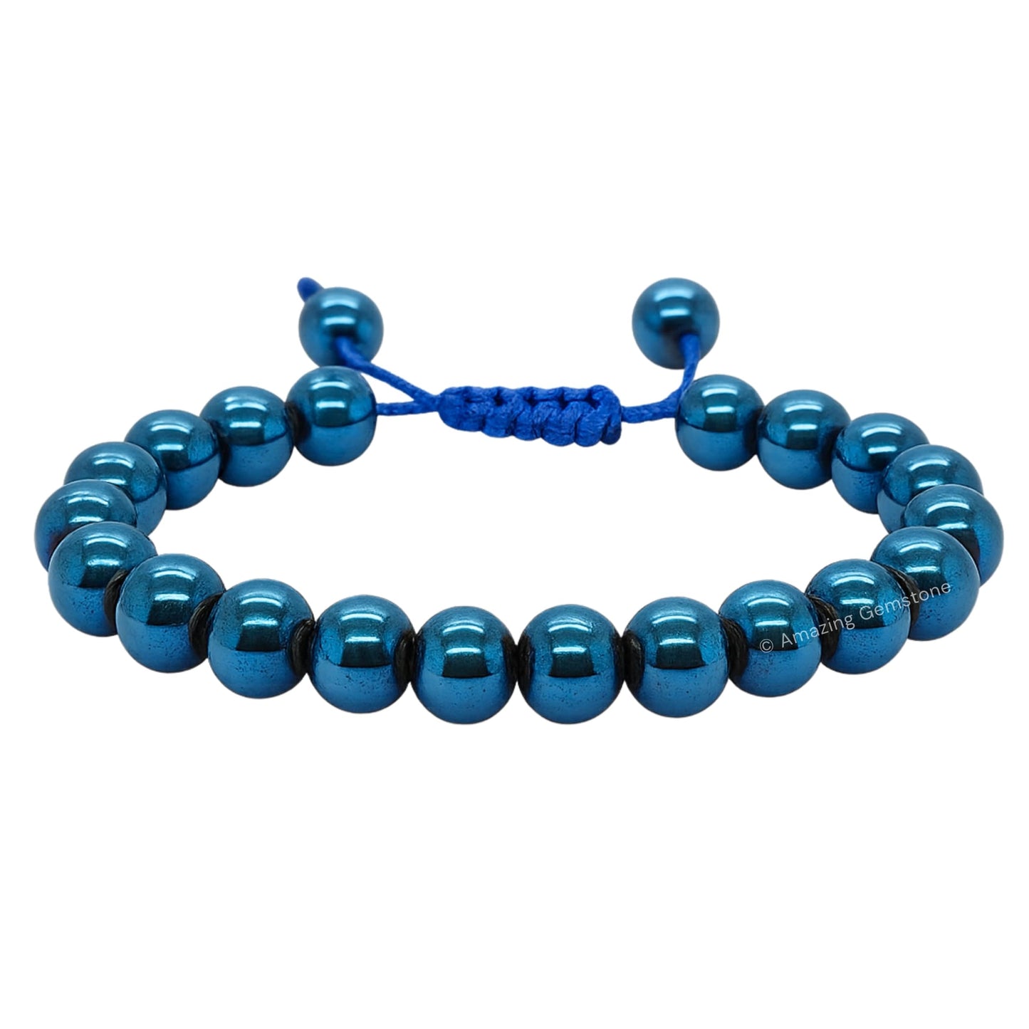 Amazing Gemstone Blue Hematite Bracelet for Women Men's Gifts - Protection Healing Crystal Bracelet - 8mm Gemstone Beaded Adjustable Bracelet Pulseras Para Hombres Mujer Stocking Stuffers