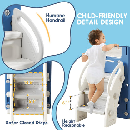 8 in 1 Toddler Slide Set, Kids Slide for Toddlers, Toddler Climber Slide PlaySet with Basketball Hoop,Outdoor Indoor Playground for Toddlers Upgraded