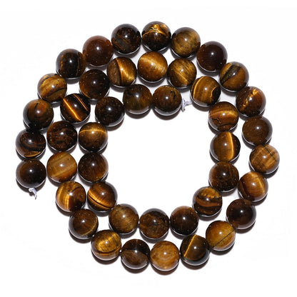 10mm Natural Yellow Tiger Eye Gemstone Beads Polished Round Smooth Stone Beads for Bracelets Jewelry Making 15inch Loose Beads
