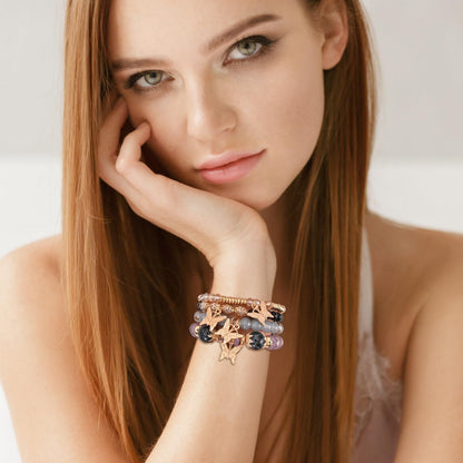 Bohemian Bracelet Sets for Women - 6 Sets Stackable Stretch Bracelets Multi-color Boho Jewelry for Women Hippie Bracelets Dainty Jewelry (Mixed color bracelet sets)