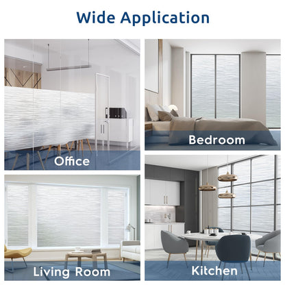 rabbitgoo Window Privacy Film Frosted Glass Film Removable Vinyl Door Coverings UV Blocking Decorative Static Cling Non-Adhesive Window Clings Sticker for Home Decor, 17.5 x 78.7 Inches