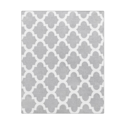 Jelymark Shag Moroccan Area Rug for Living Room, 8x10 Feet Modern Geometric Rug, Fluffy Distressed Faux Wool Floor Carpet, Memory Foam Rug for Bedroom Nursery Kids Room Home Decor, Light Grey/White