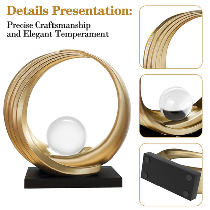 Dosker Golden Shelf Decor Statues,Coffee Table Modern Abstract Stripe Home Decor Sculpture,Desk Decor for Living Room,Office(Golden)