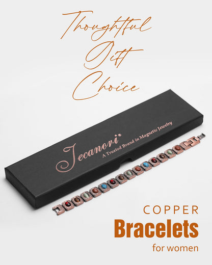 Jecanori Copper Bracelets for Women, Magnetic Bracelets for Women with 3800 Gauss Ultra Magnets and Sizing Tool