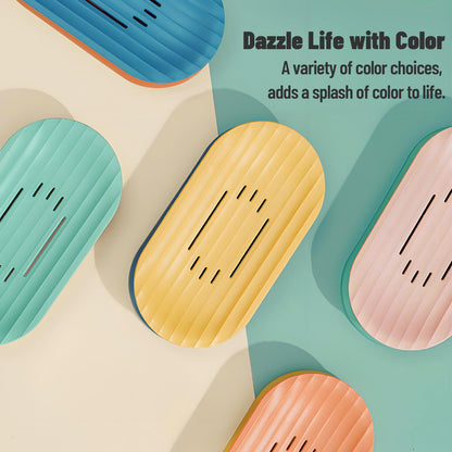 Shaineko Self-Draining Soap Dish for Shower - Bar Soap Holder with Drainage Holes, Wall Mounted, Non-Slip Weighted Base, Removable Tray for Bathroom Sink or Shower Ledge(Green & Pink)