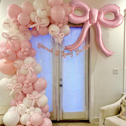 4 Pcs Pink Bow Balloons Bow Party Decorations for Girl Women Pink Bow Birthday Decorations Giant Foil Balloon for Baby Shower Bridal Engagement Wedding Decor Bachelorette Party Supplies