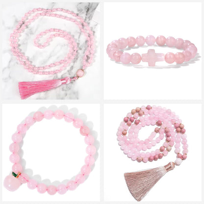 Risyfjew 50PCS 8mm Natural Rose Quartz Beads Gemstone Round Loose Beads for Jewelry Making Chakra Crystal Stone Beads for Bracelets Necklace Earrings Making Supplies (50pcs/Strand)