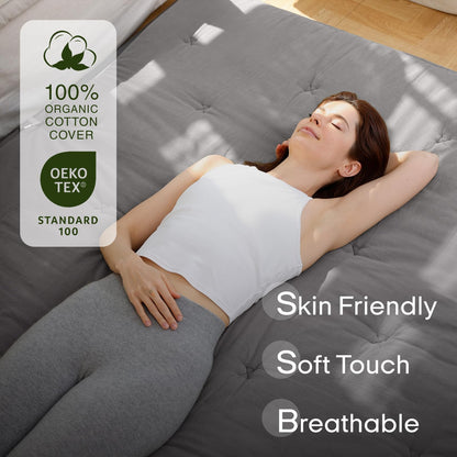 ZonLi Japanese Floor Futon Mattress Queen Size 80"x 60", 100% Cotton Cover 2.5'' Thicken Tatami Mattress, Foldable Sleeping Pad, Portable Dormitory Tatami Mat(Grey)