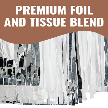 Fun Express 12 Ft. Silver Metallic Foil & Tissue Paper Ceiling Decoration